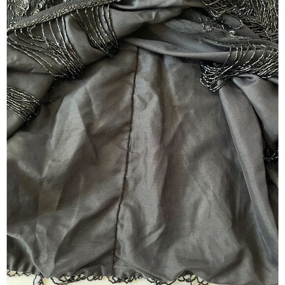 Stenay Silk Vintage Dress 10 Black Sequin Beaded 80’s Whimsigoth Black Romantic - Picture 6 of 9